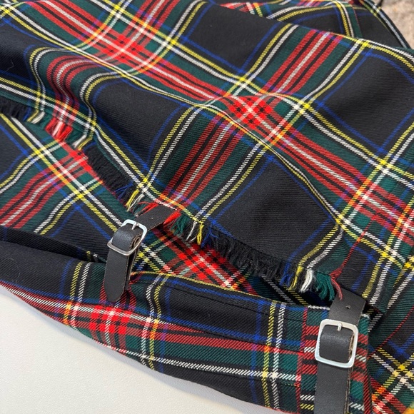 Brooks Brothers Vintage Black Stewart Wool Tartan Plaid Midi Kilt Skirt Academia - Picture 11 of 11